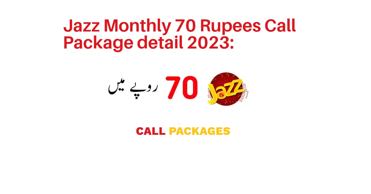 jazz monthly call package code 70 rupees