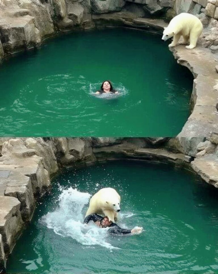 At the Berlin Zoo, a polar bear assaulted a 32-year-old woman who had jumped into their enclosure.