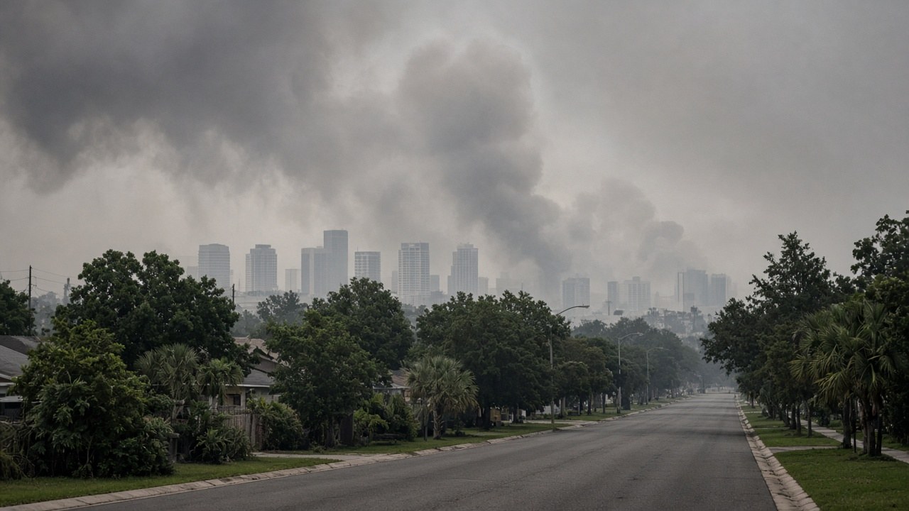 Smoke over Gainesville during the fires