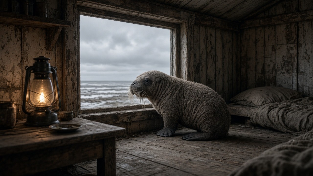 Annautaq looking out the cabin window