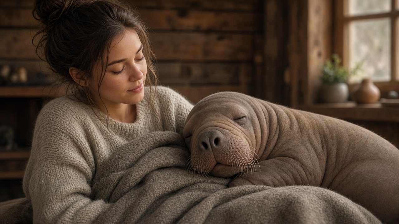 Annautaq asleep against his rescuer
