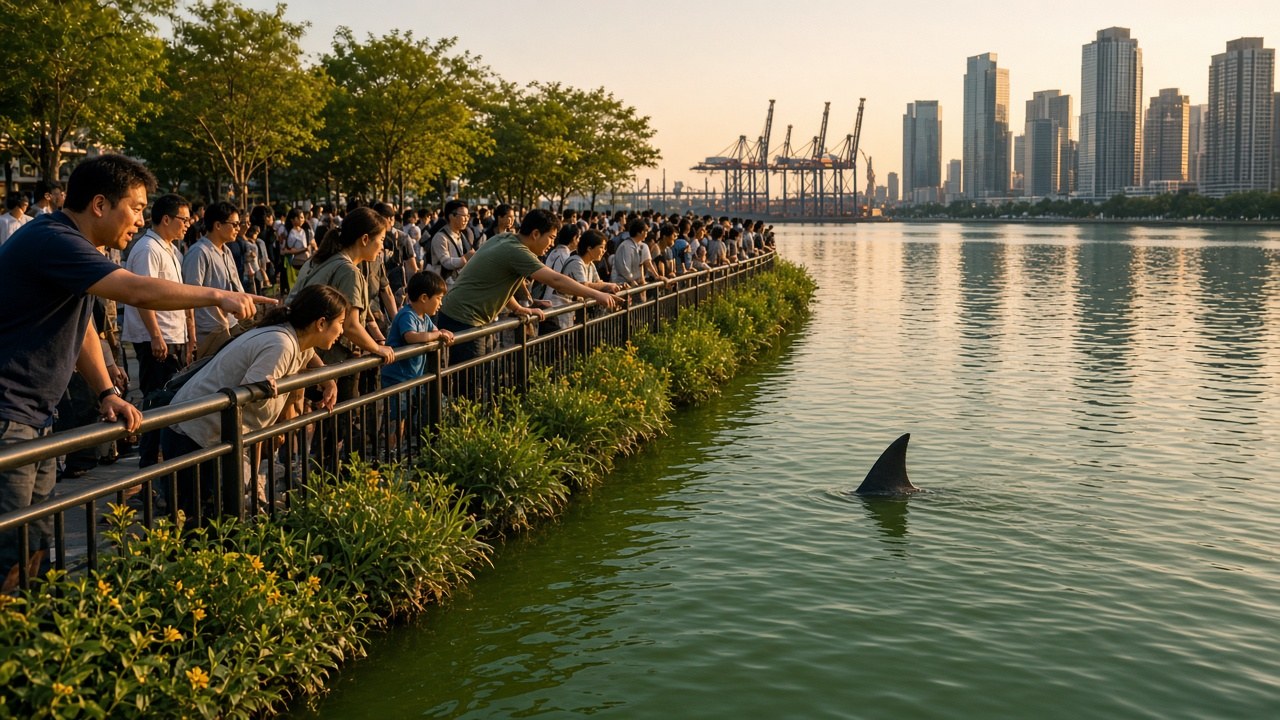 Visitors lining the canal at North Port Waterfront Park to see Bukangi