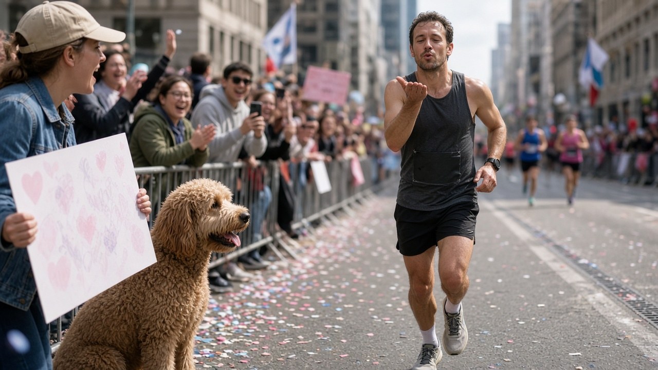 Cheers, confetti and a very good dog