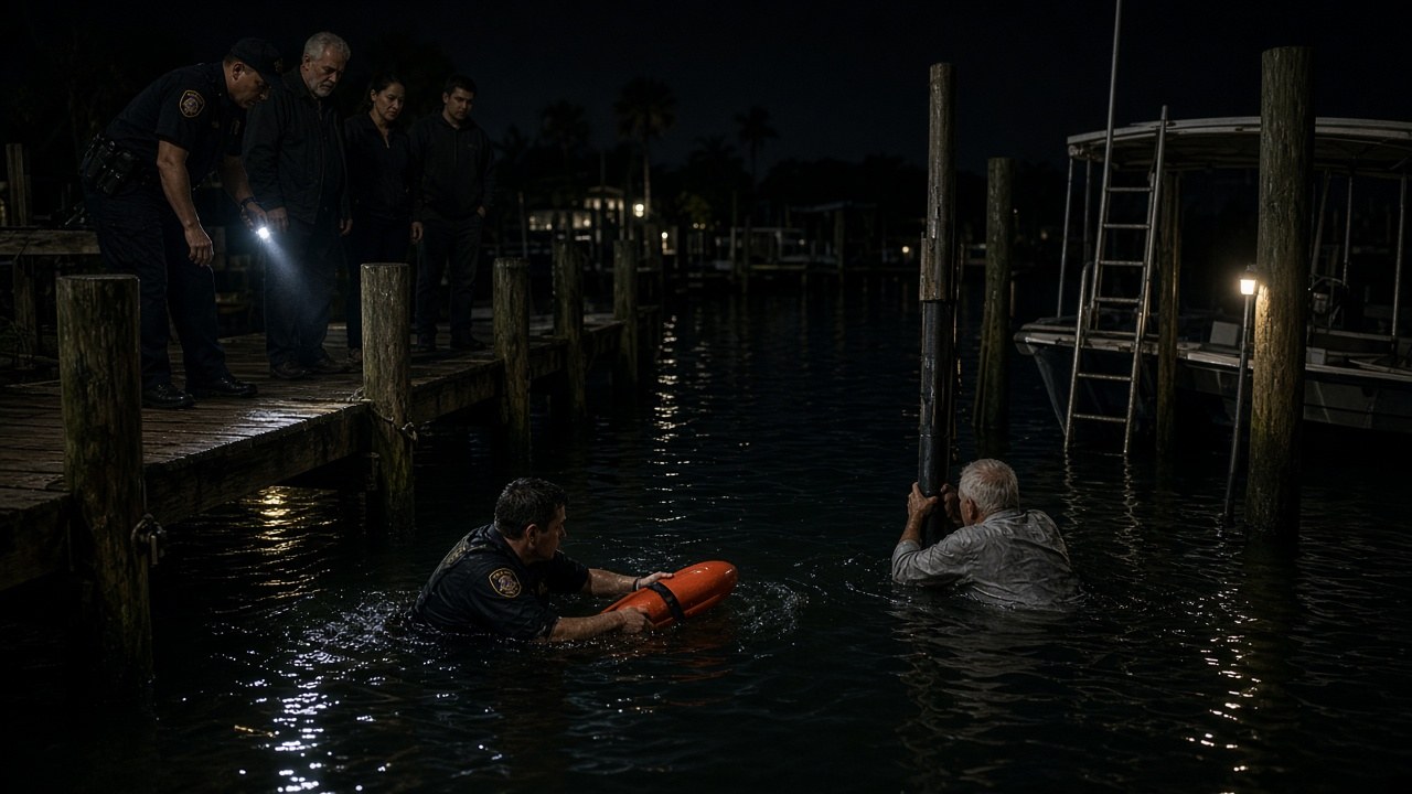 Deputies rescuing the grandfather at the marina