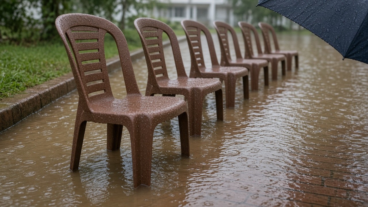 Stepping-stone chairs in the water