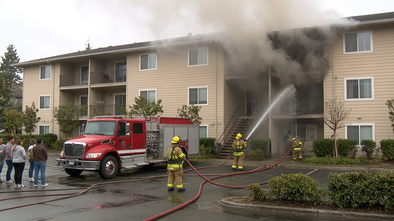 Crews contain the apartment fire