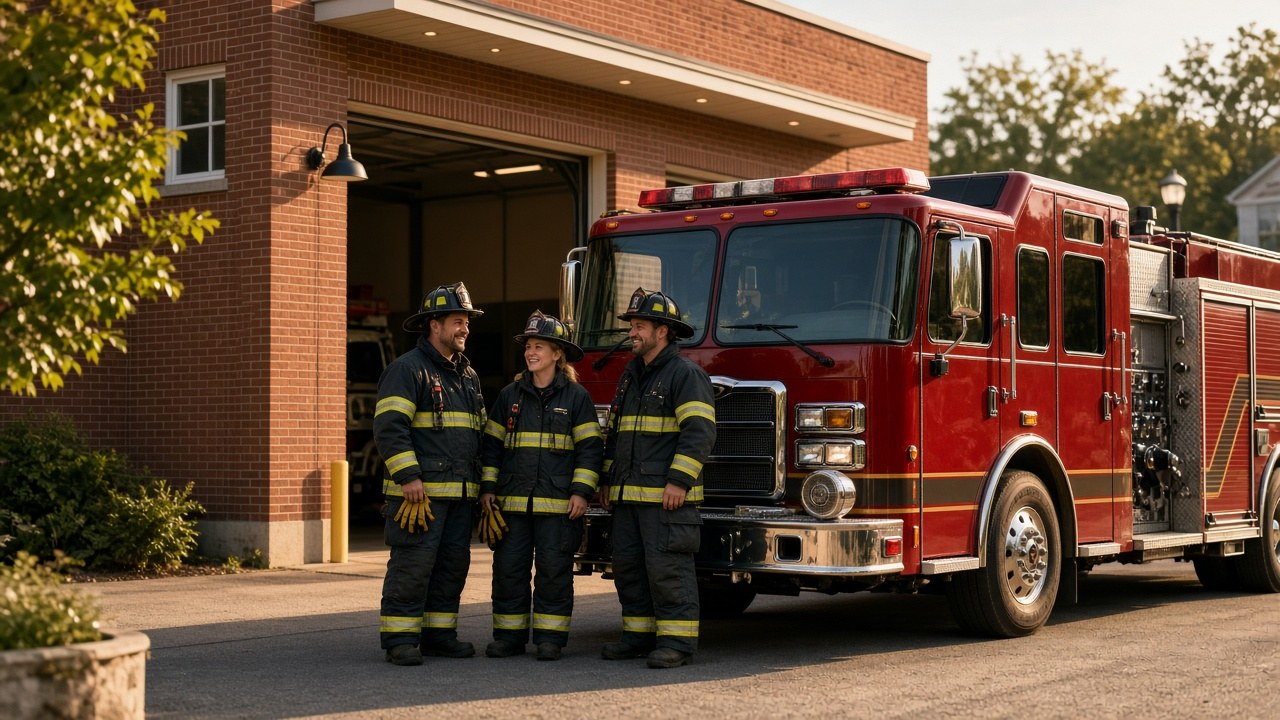 A three-firefighter engine crew