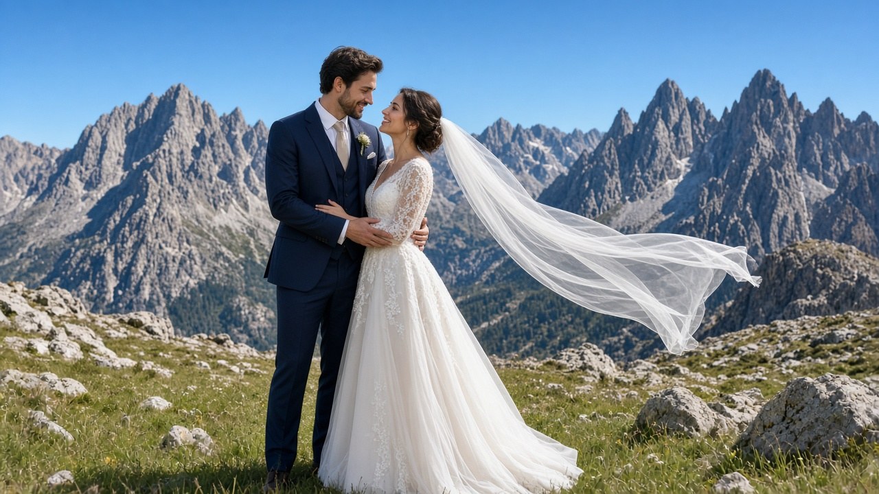 Wedding photos in the mountains