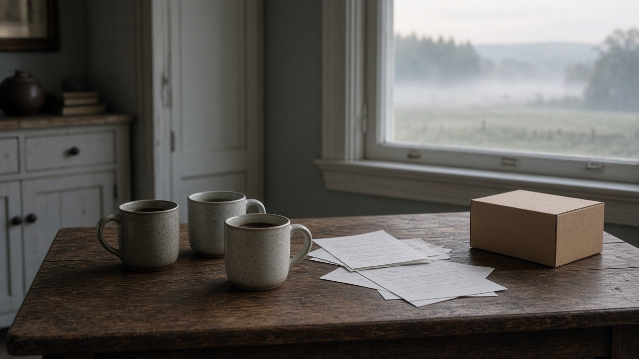 The kitchen table at dawn after the long night