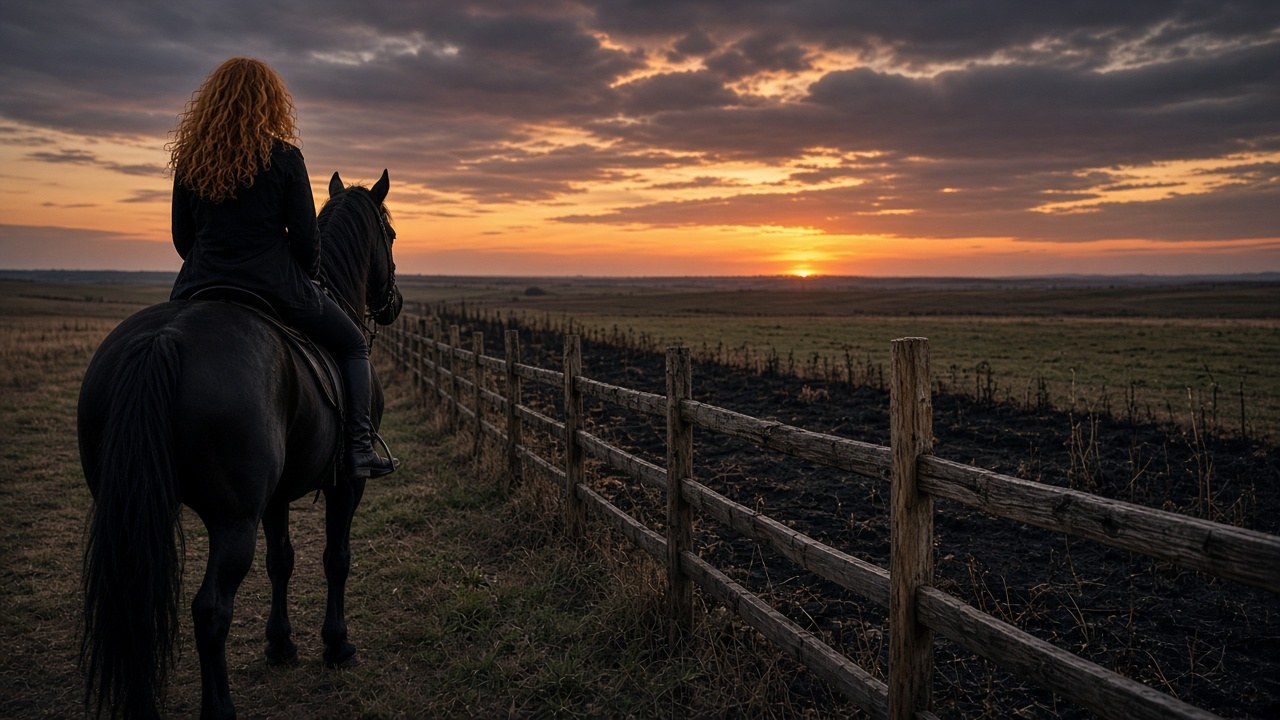 Riding the rebuilt north fence line