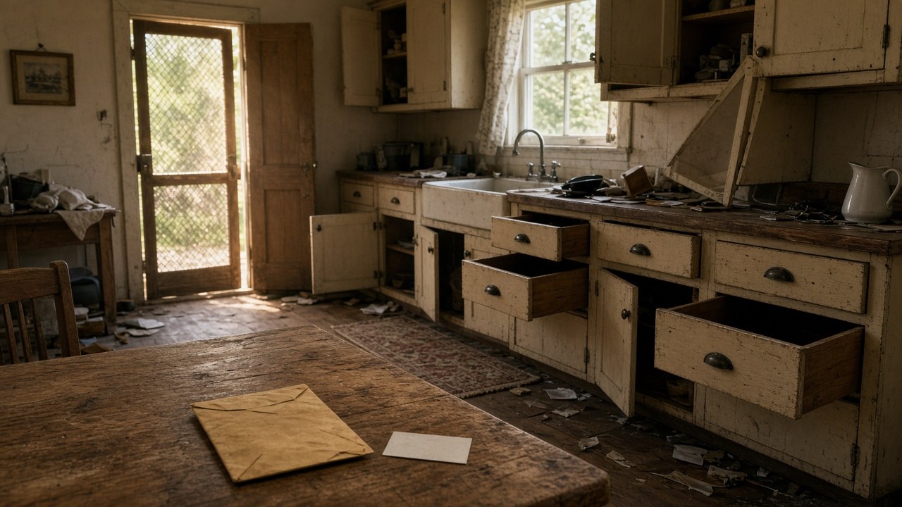 Clay's kitchen after someone took the letter