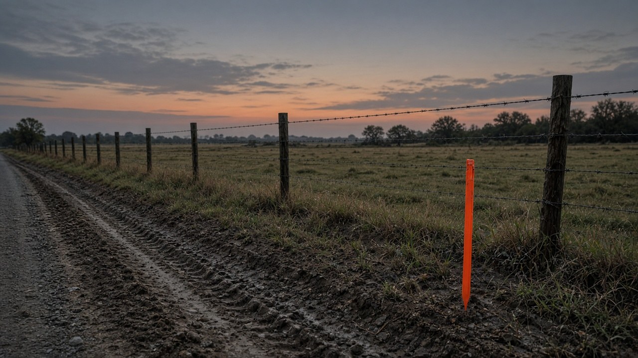 Survey flag on the Brooks fence
