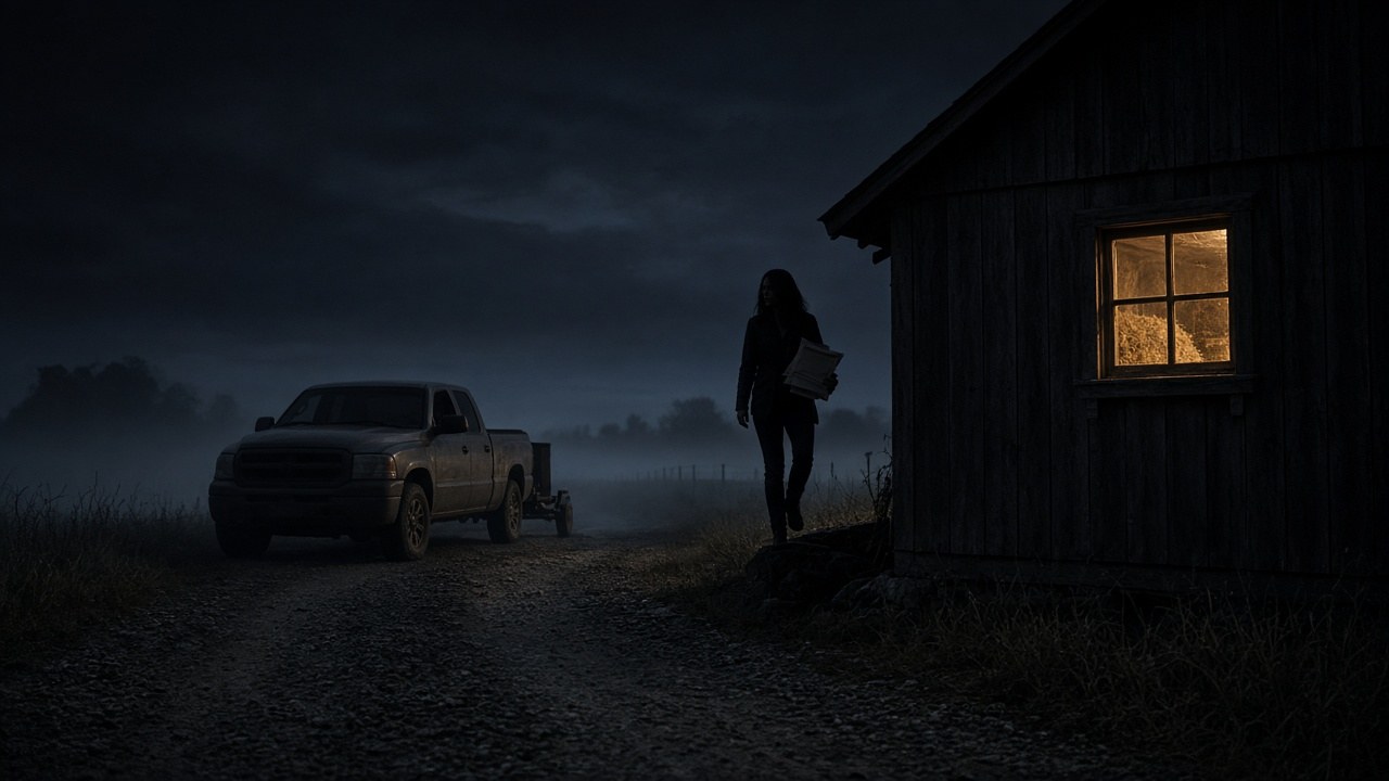 The woman in the silver truck and the hayloft light
