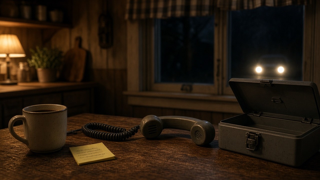 The phone call from June's kitchen
