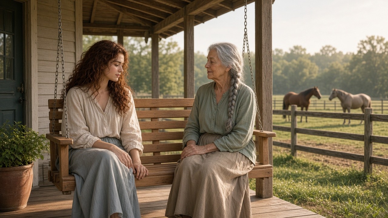 Vera and Annie on the porch swing