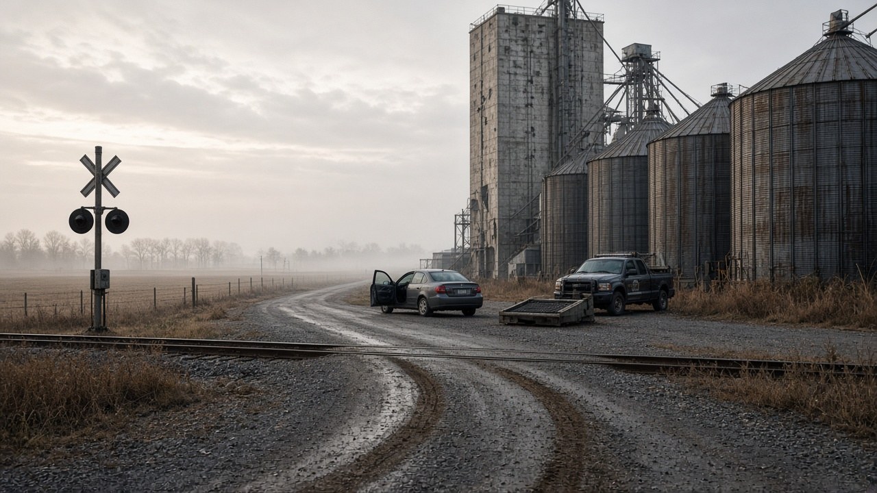 Nadine's car at the grain elevator
