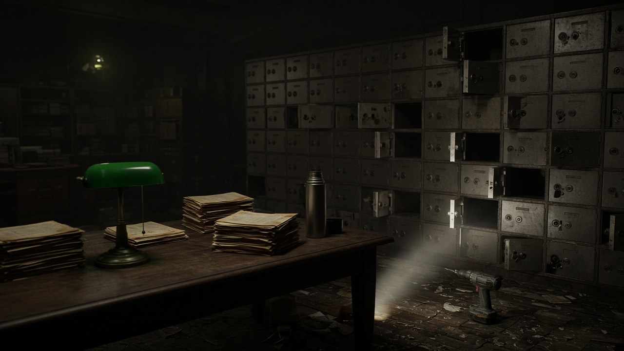Thirteen lockboxes drilled open in the old Kettering vault room