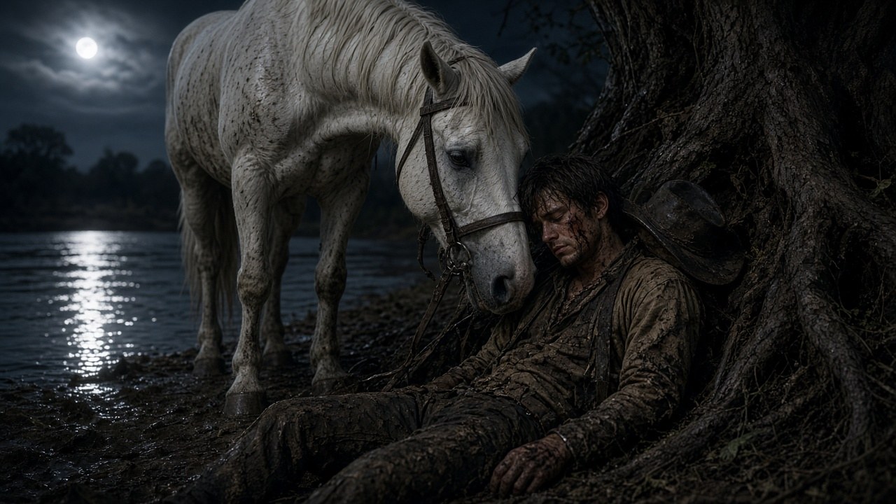 Ghost finding Jesse injured at the bottom of the muddy riverbank