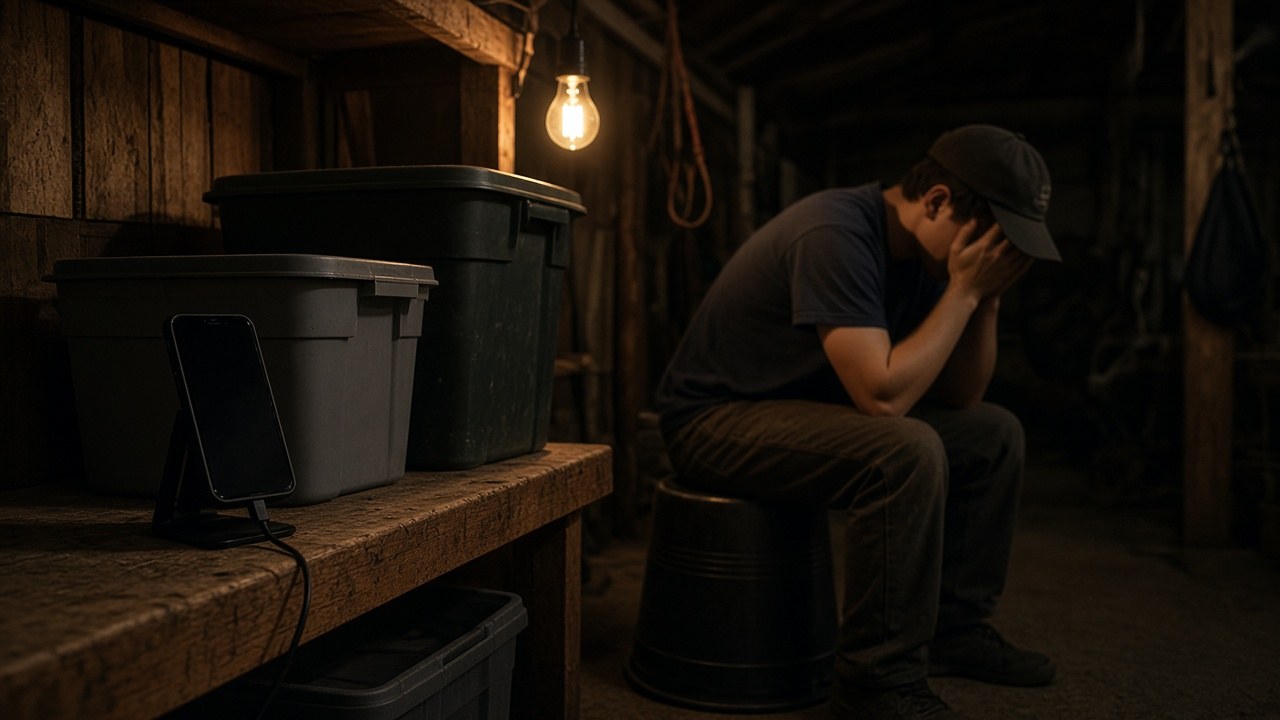 Travis listening to the recording of his own confession