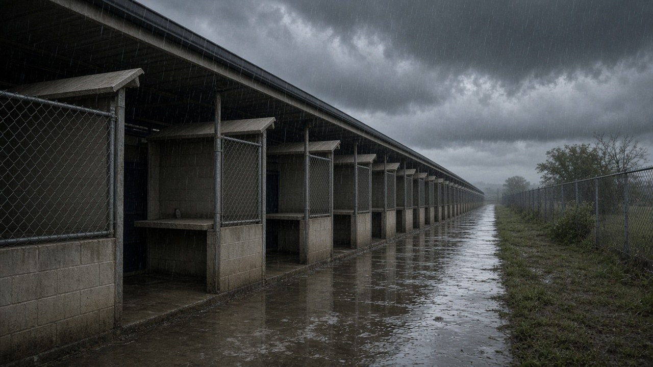 High-risk outdoor kennels before landfall