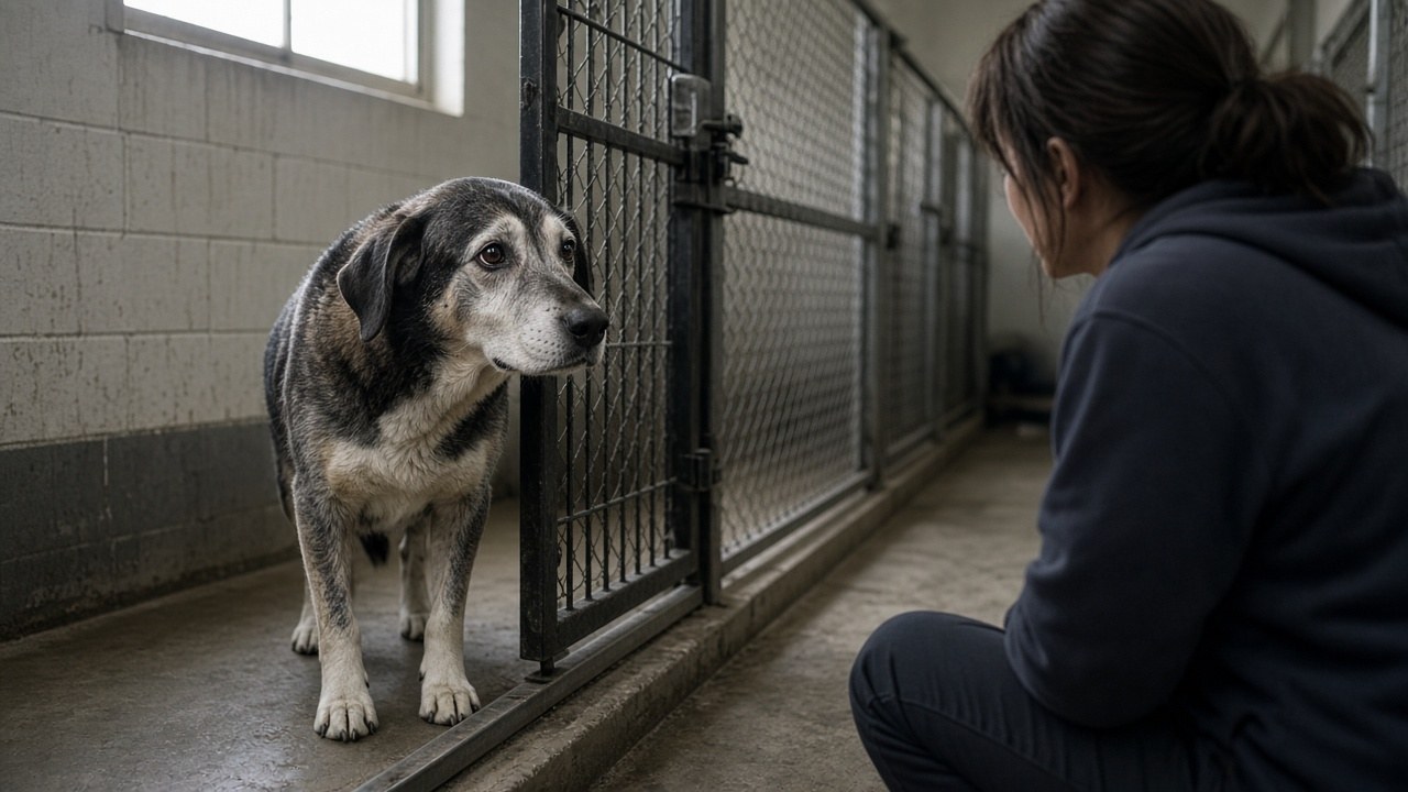 Harley waiting at the shelter