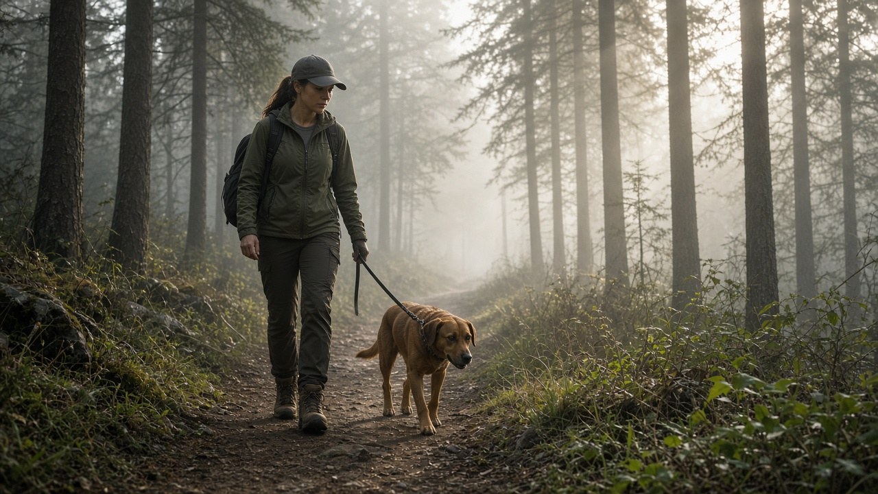 Ashley and Buckey setting out to search