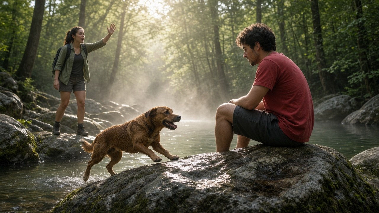 The moment Buckey found Matt by the river