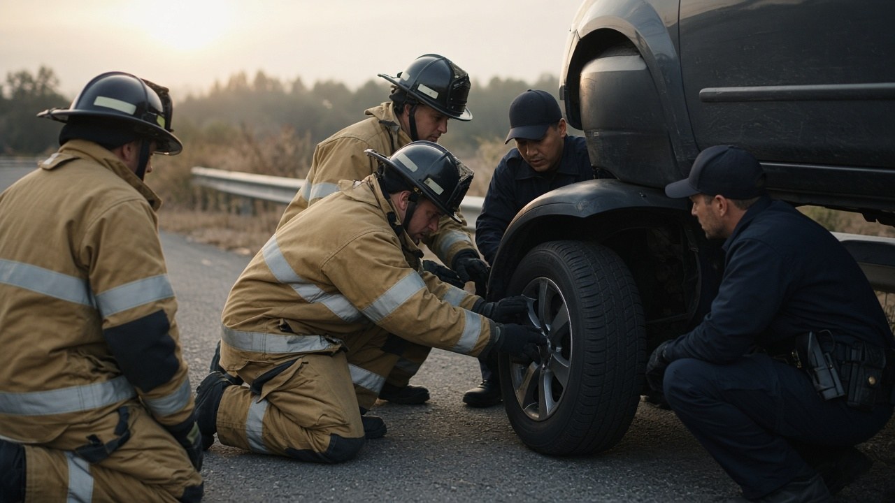 Three firefighters and two police officers